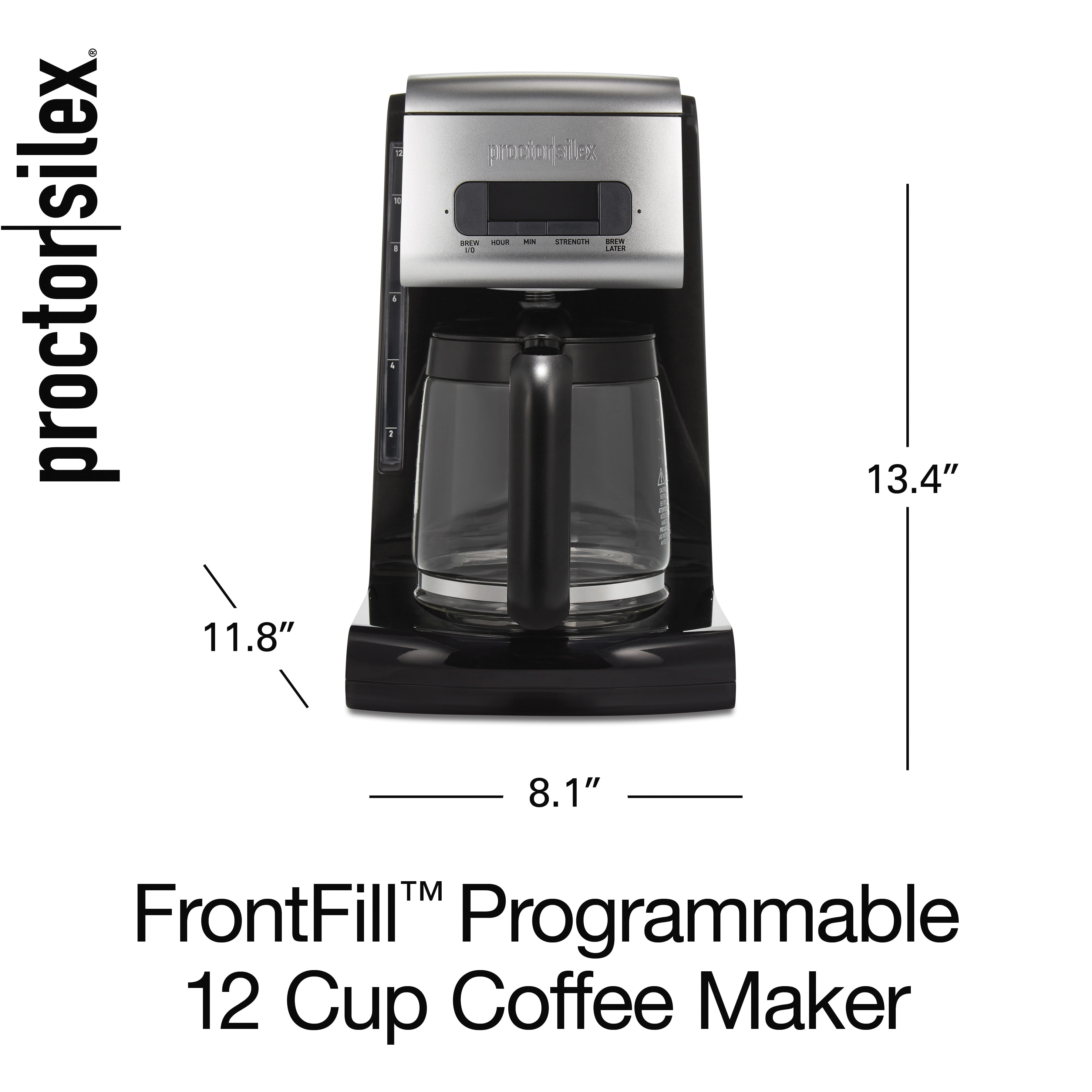 Proctor Silex FrontFill 12 Cup Black Compact Coffee Maker - Power Townsend  Company