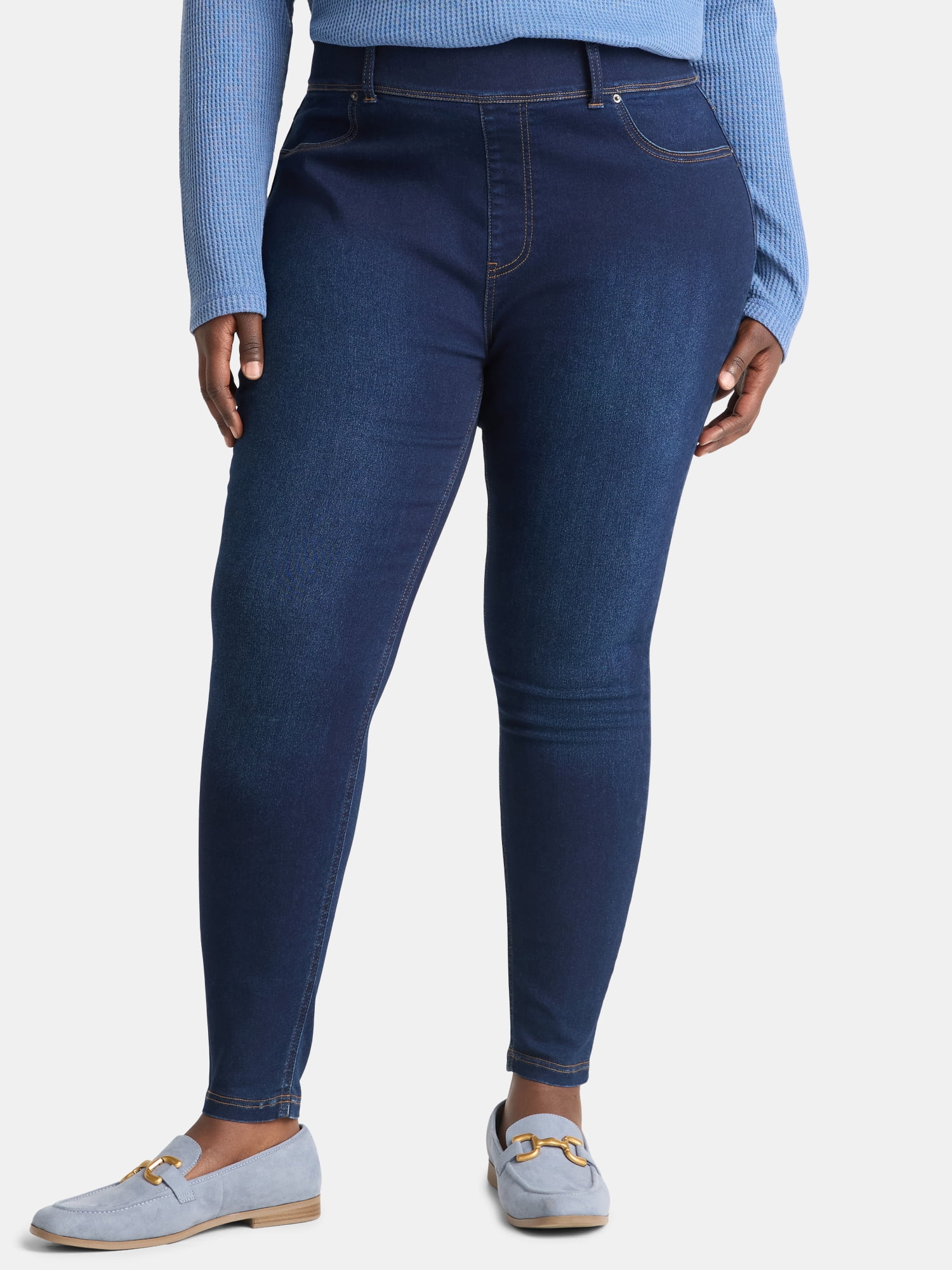 (2 pack) Terra & Sky Women's Plus High Rise Skinny Jegging, 28" Inseam, Sizes 0X-4X