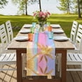thumbnail image 4 of Golden Palm Tree 108 Inch Table Runner, Rainbow Beach Seaside Farmhouse Dresser Scarf Cotton & Linen Tablerunner for Dining/Kitchen Island/Holiday Party Décor 13" x 108", 4 of 9