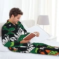 thumbnail image 6 of Honeii Dinosaur Skeleton Pattern Mens Pajamas Set,2pcs Men's Lounge Long Sleeve Sleep Shirt and Pajama Bottoms Sleepwear Set,Mens Pjs Sets-Large, 6 of 7