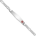 thumbnail image 1 of 14K White Gold Wg Medical Soft Diamond Shape Red Enamel Figaro Link Id Bracelet (8 X 9) Made In United States xm590fcw-8, 1 of 5