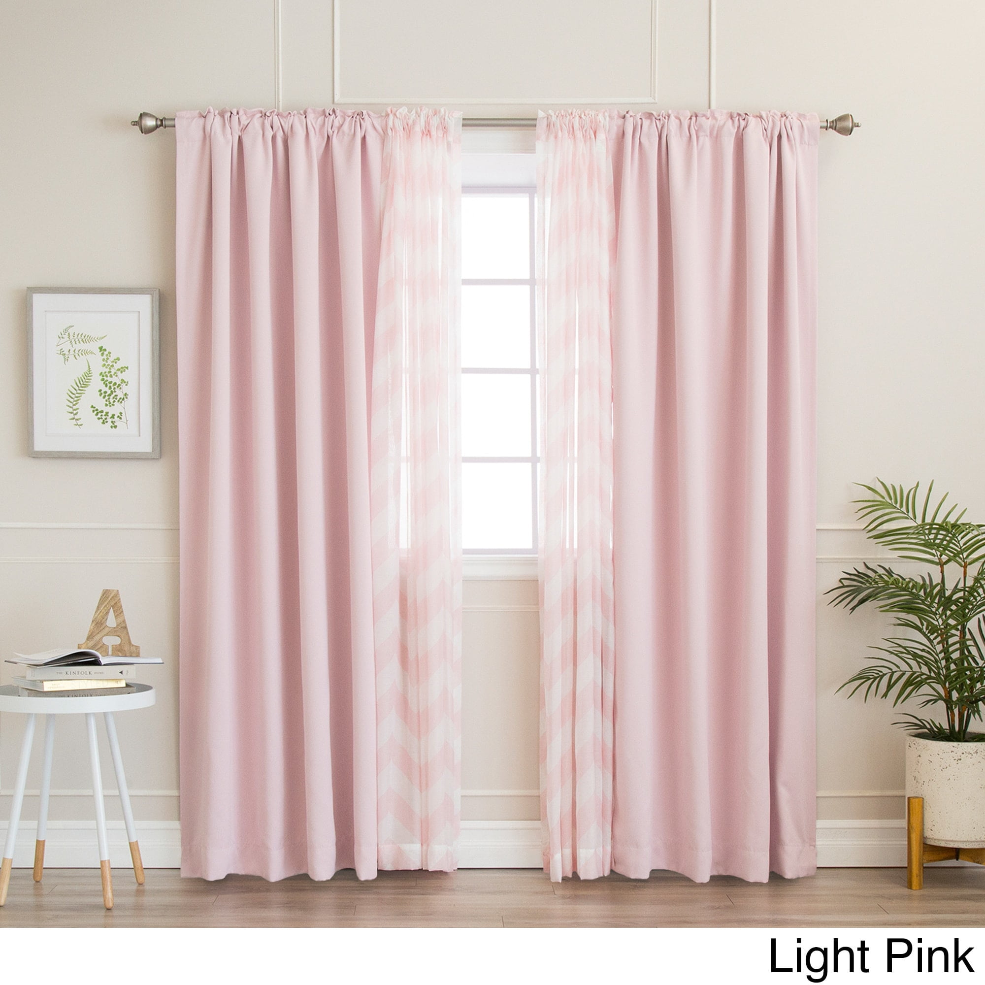 Aurora Home Mix Match Chevron Sheer And Blackout 4 Piece Curtain