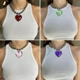 thumbnail image 2 of WINDLAND Glass Love Heart Pendant Necklace Punk Rock Chunky Beads Chains Necklaces for Women Fashion Hip Hop Dancing Jewelry, 2 of 8
