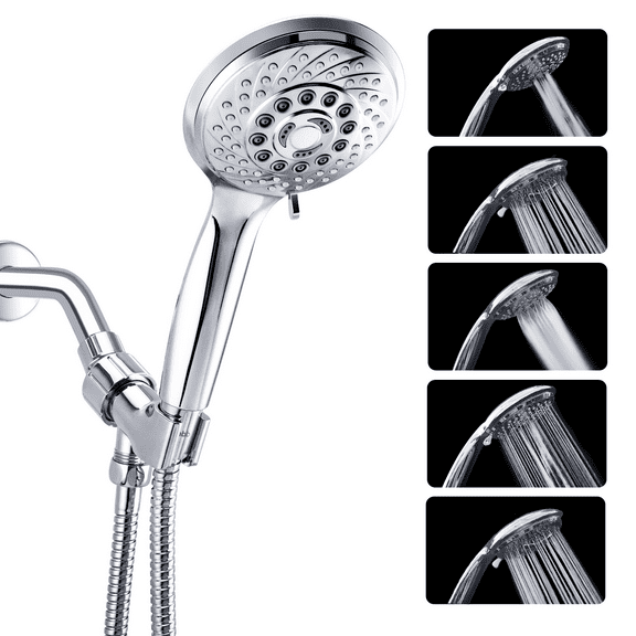 Klabb shower set K-8 High Pressure Chrome Face Handheld Shower 4.3 inches with Hose with 5 function.power spray trickle massage spray rainfall