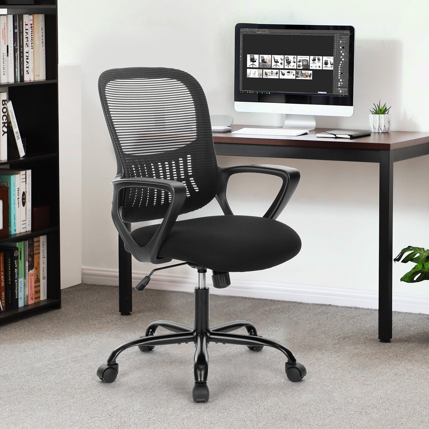 edx Desk Chair with Ergonomic Lumbar Support for Home, Office, Bedroom, 250lbs, Black