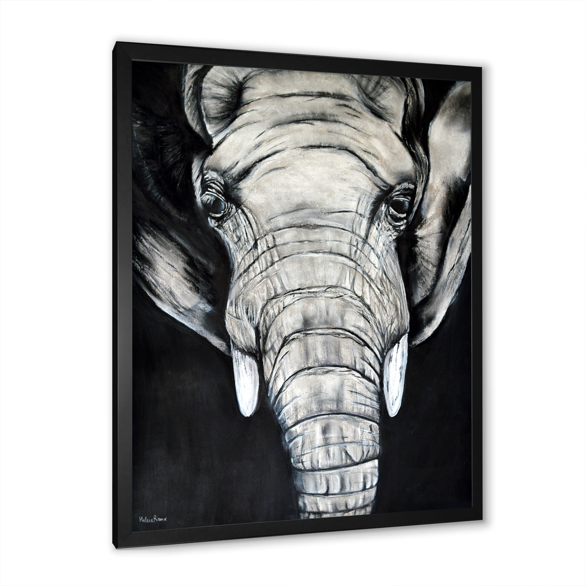 Designart 'The Close Up Portrait Of An African Elephant' Farmhouse Framed Art Print