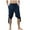 Navy, variant on Men Casual Shorts Retro Lightweight Baggy Knee Length Pants Summer Drawstring Beach Lounge Shorts with Pockets