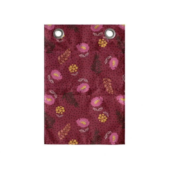 Floral Hanging Pocket Organizer, Illustration of Flowers Forest Leaves and Polka Dots, Printed Polyester Storage Bag with Pockets, 14" x 20", Ruby Pink