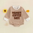 thumbnail image 2 of larppty Newborn Baby Boy Fall Outfit Romper Jumpsuit Infant Waffle Clothes | Letter Embroidery Cute Long Sleeve Round Neck Bodysuit, 2 of 4