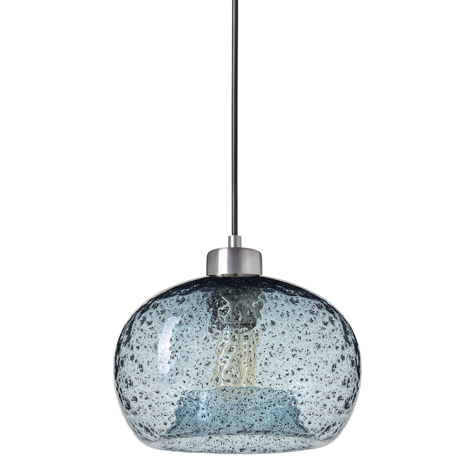 Casamotion Mini Pendant Light Handblown Rustic Seeded Glass Hanging Clear Brushed Brass Fitting