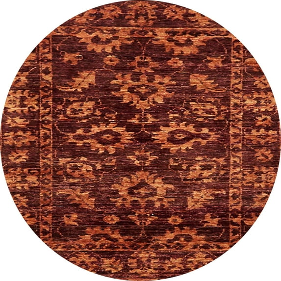 Ahgly Company Indoor Round Abstract Dark Red Abstract Area Rugs, 4' Round