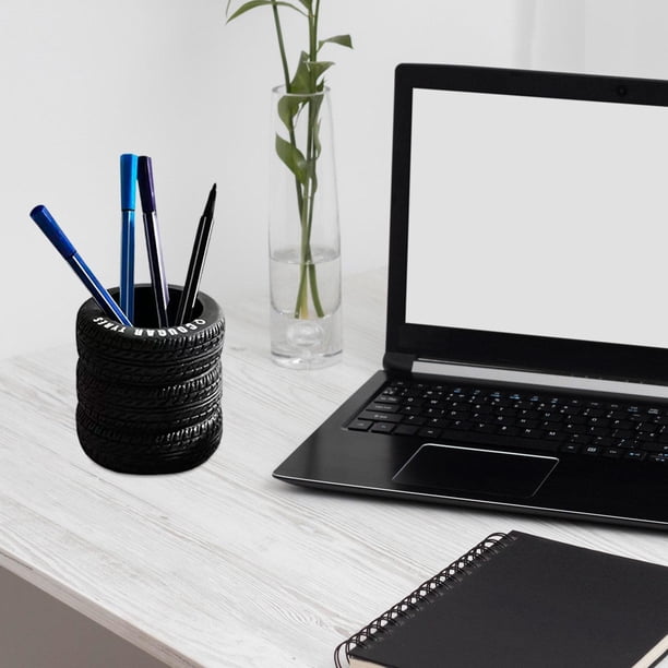 Portalápices en forma de rueda, organizador de lápices, arte, papelería, contenedor, forma de neumático, taza de lápiz, adorno de mesa para estantería