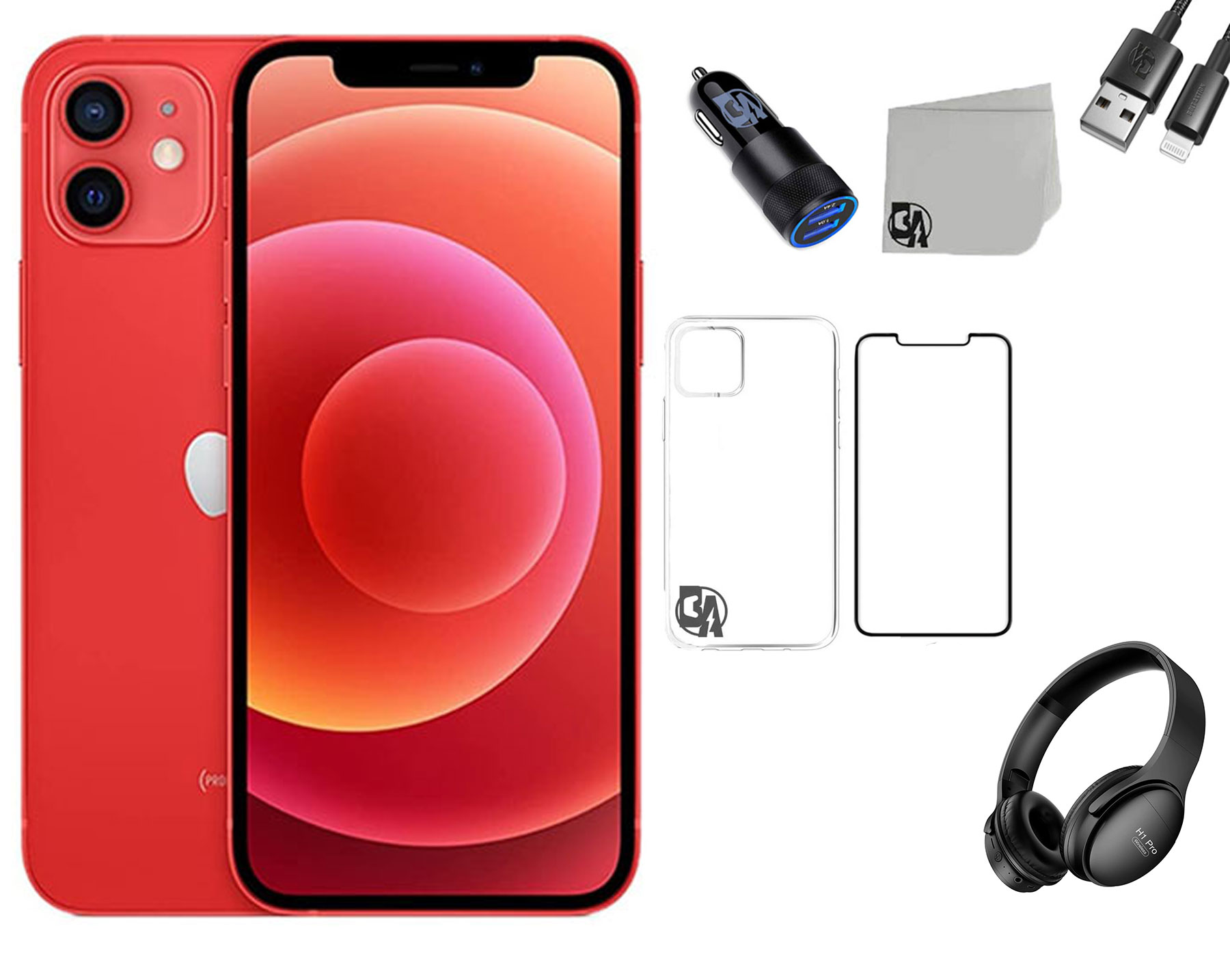 Used Apple Iphone 12 64GB Storage Fully Unlocked Red With Headset Style