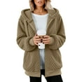 thumbnail image 4 of Rohuuque Women's Zip Up Hoodies Quilted Fleece Hooded Jacket Long Sleeve Sherpa Lined Sweatshirt Fall Winter Coat with Pockets Brown, 4 of 7