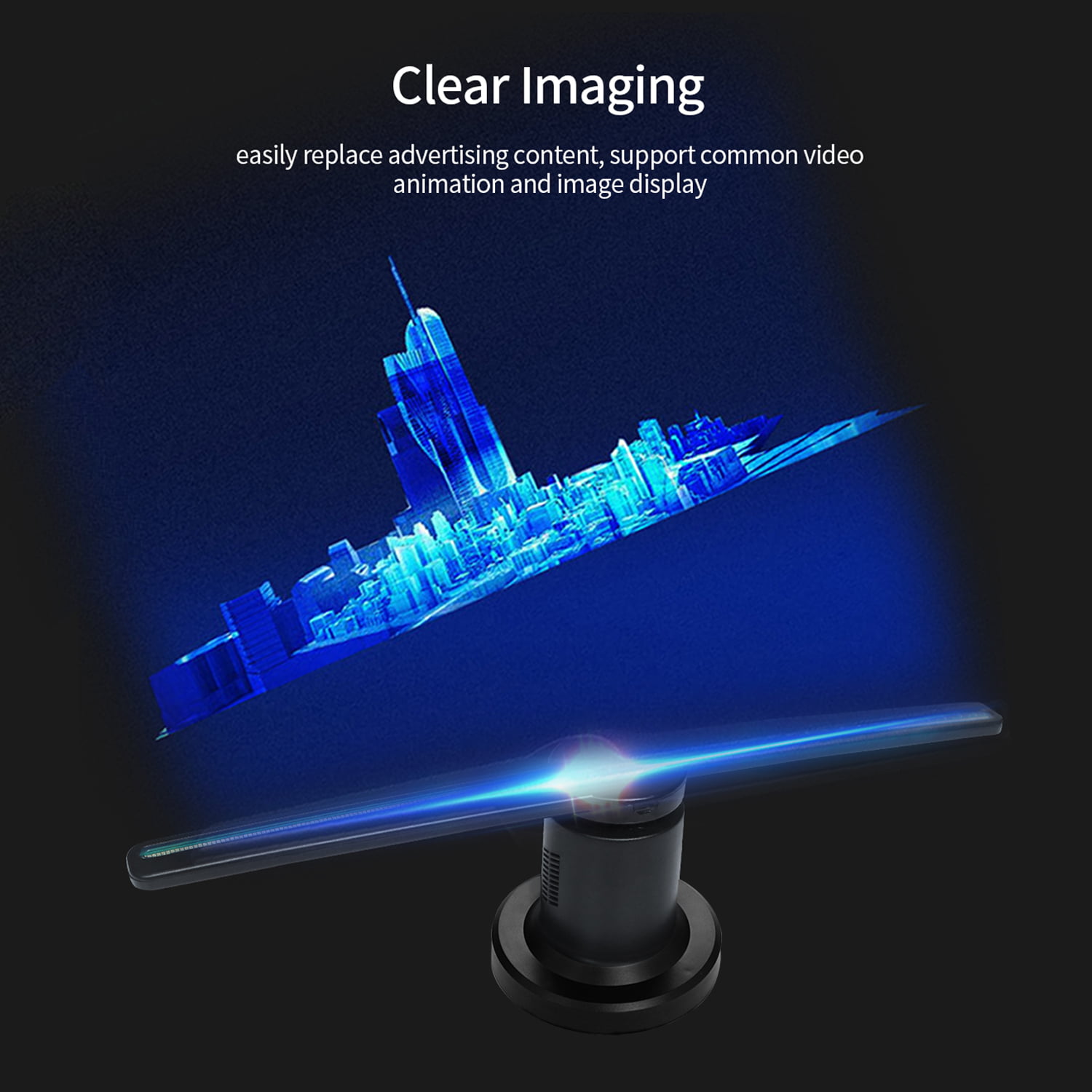 16.5in 3D WiFi Hologramme Projecteur Ventilateur holographique 16GB TF 42cm 