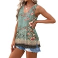 thumbnail image 5 of ClodeEU Women's Printed V Neck Sleeveless Tank Top ,Trendy Cozy Loose Blouse Multicolor 01,Womens Plus S, 5 of 7