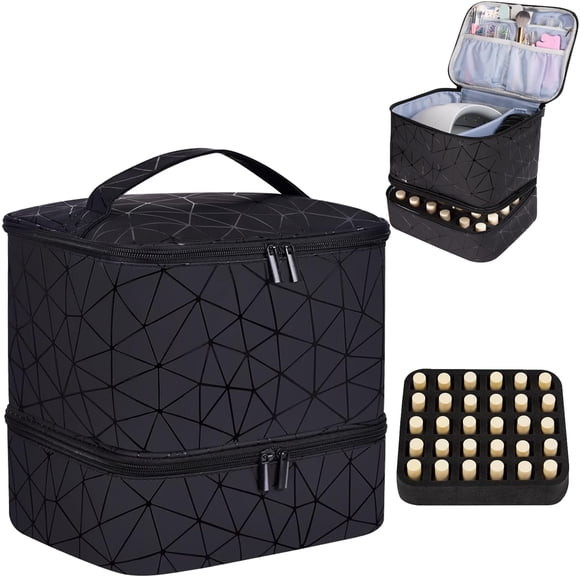 Organizador de esmaltes de uñas y funda para lámpara de uñas CTWWFS de piel sintética