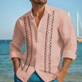 thumbnail image 1 of Camisas para hombre Camisas casuales cómodas Camisas hawaianas de verano Camisas de manga larga con solapa a rayas Ropa hawaiana Vaion para hombres, 1 of 6