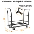 thumbnail image 3 of HOHYN 40" Heavy Duty Folding Chair Cart & Storage Rack, 46.1"W Holds 15+ Chairs, 300 lb Capacity Metal Dolly with 4 Wheels (2 Lockable) for Office, Conference & Events, Matte Black, 3 of 8