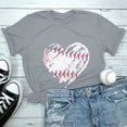 thumbnail image 2 of T-Shirt à Manches Courtes pour Femmes Liquidation T-Shirt en Chiffon pour Femmes T-Shirt de Baseball pour Femmes Amour Classique Col Rond Décontracté T-Shirt de Baseball à Manches Courtes, 2 of 7