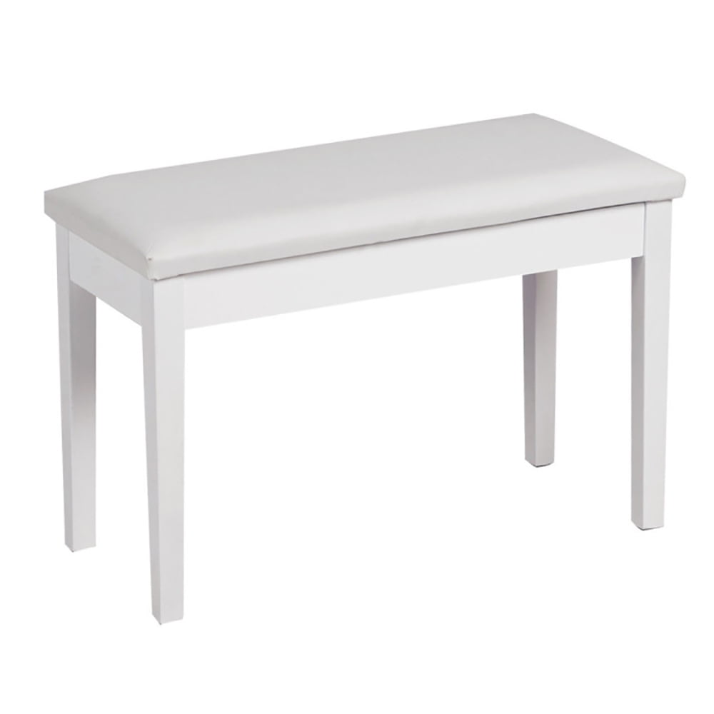 Finihen Piano Bench, Comfortable Piano Stool with Padded Cushion, Solid Wood PU Leather Padded Piano Bench Keyboard Seat, White Finihen Piano Bench, Comfortable Piano Stool with Padded Cushion, Solid Wood PU Leather Padded Piano Bench Keyboard Seat, White