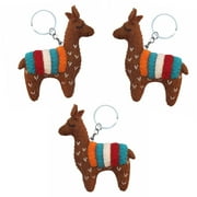 Hand Crafted Felt from Nepal: Keychain, Brown Llama (Set of 3)