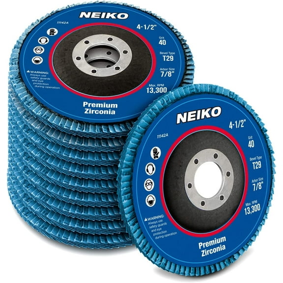 NEIKO 11142A 10 Pack Zirconia Flap Discs 4-1/2 for Angle Grinder, 40 Grit Flapper Wheel, Angled T29 Grinding Wheel 4.5 Inch Flap Disc, 7/8" Arbor Grinding Disc, Flap Wheel for Wood & Metal Sanding