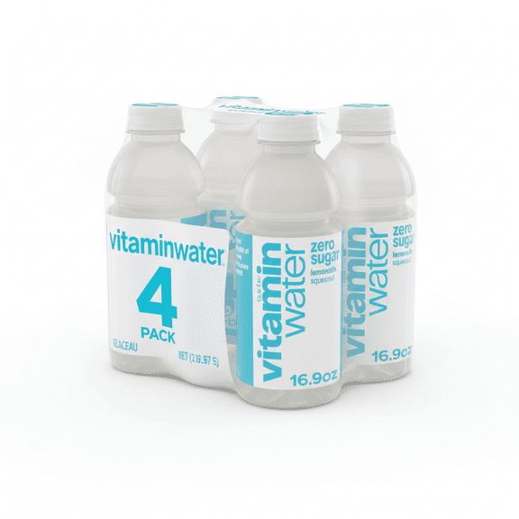 vitaminwater Zero Sugar Squeezed Lemonade Flavored Water Beverage, 16.9 fl oz, 4 Pack