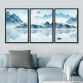 thumbnail image 3 of IDEA4WALL Framed Canvas Print Wall Art Set Vibrant Blue Pastel Mountain Reflection Nature Wilderness Modern Art Decorative Landscape Rustic for Living Room, Bedroom, Office - 24"x36"x3 Black, 3 of 5