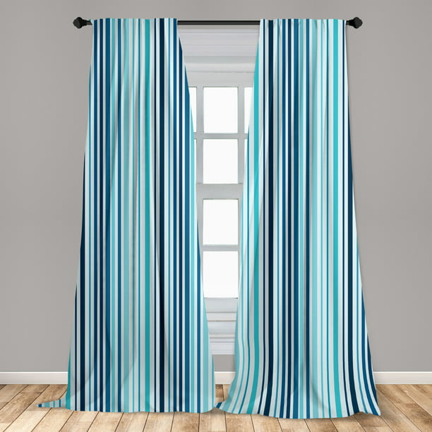 Window Ds For Living Room Bedroom, Blue And Beige Striped Curtains