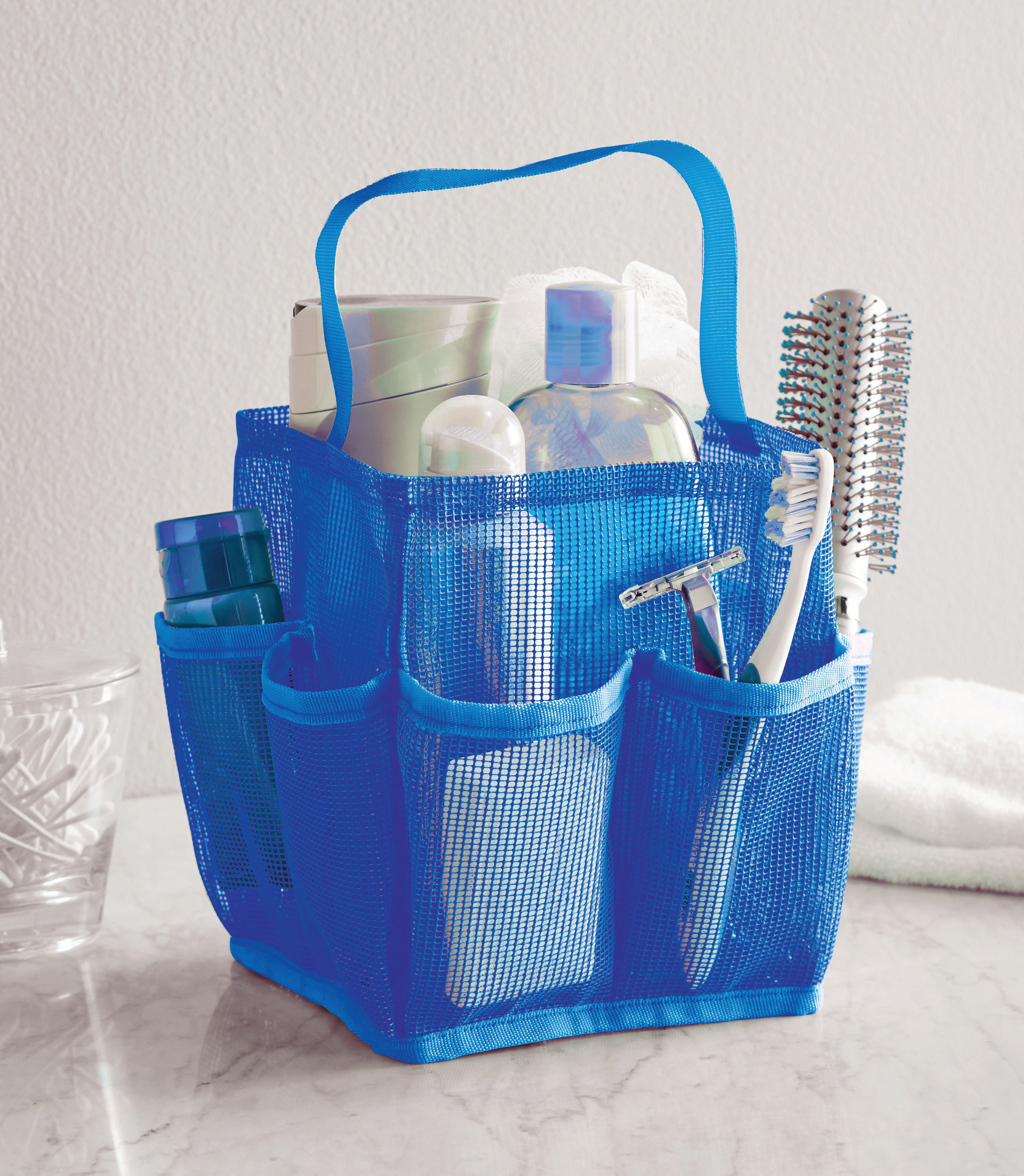 Mainstays 9 Pocket Mesh Shower Tote, Cobalt Crush, Mesh Finish