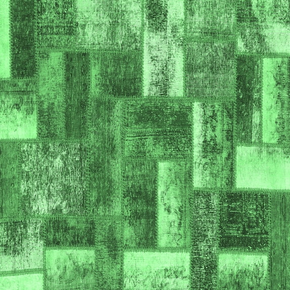 Ahgly Company Indoor Square Patchwork Emerald Green Transitional Area Rugs, 6' Square