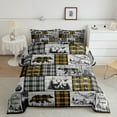 thumbnail image 2 of Rustic Farmhouse Bedding Comforter Sets Retro Buffalo Plaid Bear Deer Wolf Bedding Set Queen Cabin Lodge Comforter Set Hunting Woodland Animal Wildlife Quilt Set Black Yellow Grey, 2 of 6