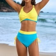 thumbnail image 4 of asddcavvf Bikinis Sets for Women Women's Solid Color Patchwork String Piece Bikini, 4 of 9