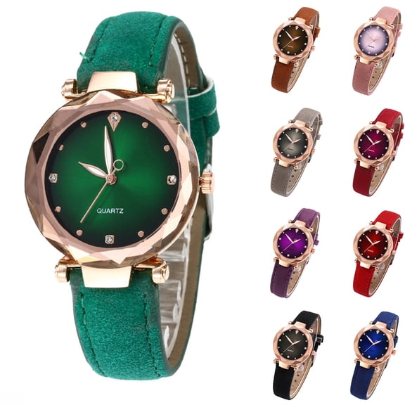 Resicozy Women's Round Dial Bracelet Watch Leather Watch for Women Quartz Wrist Watches 2026 Purple
