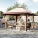 thumbnail image 5 of 13x13ft instant pop - up gazebo con mosquito netting, adjustable height, double roof design, y uv - resistant (khaki + light khaki), 5 of 8