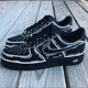 thumbnail image 1 of Air Force 1 Custom Casual Black Shoes "Bold White Chalk" Retro Graffiti Outline, 1 of 6