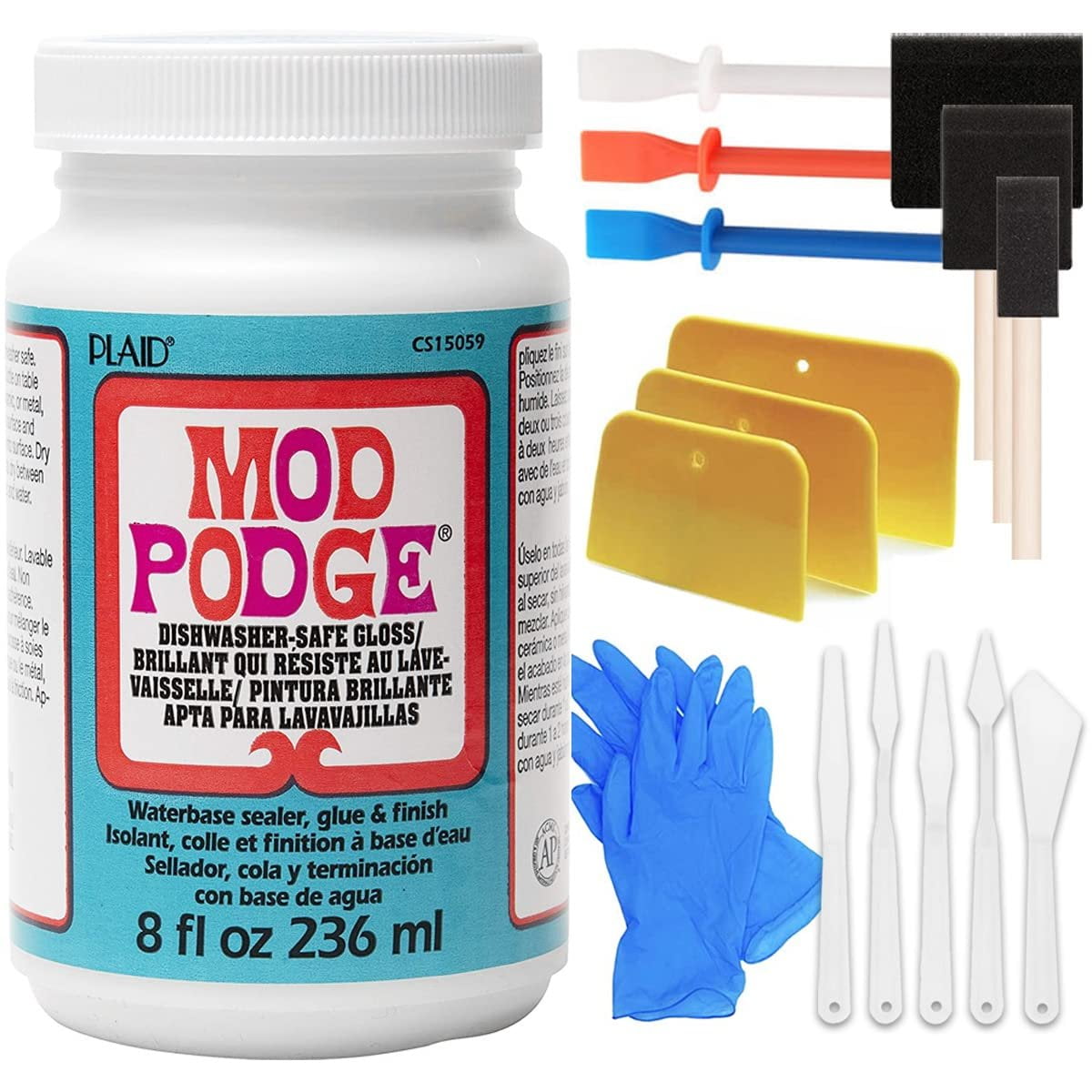 Mod Podge Waterbased Dishwasher Safe Sealer, Glue and Finish for Paper 8Ounce, Pixiss Accessory