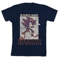 thumbnail image 5 of Sonic The Hedgehog Modern Shadow in Halftone effect, Logo text, Ultimate power on Navy Kids T-Shirt-Large, 5 of 7