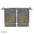 thumbnail image 3 of Monogrammed Hand Towel, Personalized Gift, 16 x 30 Inches - Set of 2 - Gold Embroidered Towel - Extra Absorbent 100% Turkish Cotton - Soft Terry Finish - For Bathroom, Kitchen and Spa - Script D Gray, 3 of 3