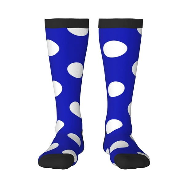 Balery Blue And White Polka Dot Calcetines novedosos Calcetines deportivos Calcetines hasta la rodilla Calcetines de algodón Calcetines originales y geniales