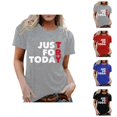 thumbnail image 1 of Just for Today T-Shirt Femme 2026 Été Décontracté Manches Courtes Col Rond Anniversaire Sobriété Récupération Graphique, 1 of 4