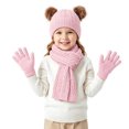 thumbnail image 6 of PureCasa Kids Beanie Hat Scarf Gloves Set Solid Color Fleece Lined Keep Warm Hat Scarf Gloves Three-Piece Set Kids, 6 of 6