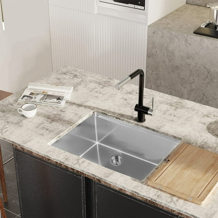 MENSARJOR 32 x 19 Inch Workstation Ledge Handmade Undermount Kitchen Sink SUS304 Stainless Steel 16 Gauge Big Single Bowl Sink