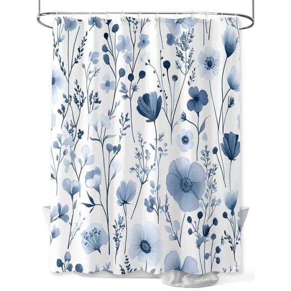 Shower Curtain Wildflower Shower Curtains for Bathroom, Waterproof Polyester Shower Curtain Set with Hooks, Extra Long 72" x 78" Blue Watercolor Floral