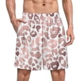 thumbnail image 1 of NICKSUN Shorts de Pyjama Amusants pour Hommes, Bas de Pyjama Courts Doux avec Poches, Imprimé Léopard Rose Doré, S, 1 of 6