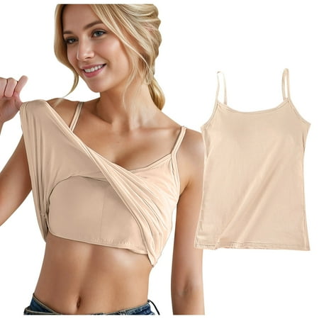Youmylove Comfort Womens Tops Solid Tank Tops With Built In Padded Bra Basic Breathable Tank Tops Fashion Boho Shirt