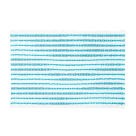 Ticking Stripe 13'' X 19'' Turquoise Cotton Reversible Machine Washable Placemat Set Of 6