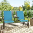 thumbnail image 6 of Spaco Outdoor 2-Person Glider Bench with Steel Frame, Glider Swing Chair Loveseat with Table for Outdoor as Backyard, Lawn, Garden, Blue, 6 of 11