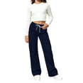 thumbnail image 4 of Dagugfen Cargo Pants for Girls Boys Loose Fitted Elastic Waist Full Length Pants with Multi Pockets(7-8 Years,Navy), 4 of 9